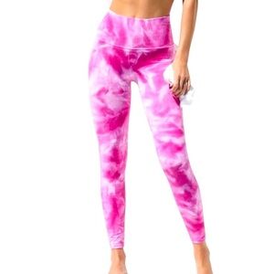 Free People Movement Good Karma Astor Pink Tie Dye Leggings, sz XS/S
